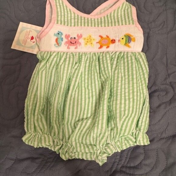 THE SMOCKED FLAMINGO Other - NWT THE SMOCKED FLAMINGO SEA CREATURES BUBBLE FOR LITTLE GIRLS NB